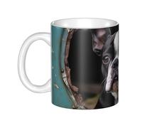 GJHKSSVB Tasse à café de 325 ml avec poignée, tasse à thé fantaisie Boston Terrier en céramique pour homme et femme