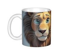 GJHKSSVB Tasse à café de 325 ml avec poignée, tasse à thé fantaisie deux lions en céramique pour homme femme travail de bureau
