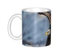 GJHKSSVB Tasse à café de 325 ml avec poignée, tasse à thé fantaisie en céramique avec aigle à tête blanche volant pour homme femme travail de bureau