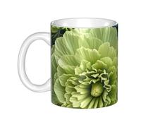 GJHKSSVB Tasse à café de 325 ml avec poignée, tasse à thé fantaisie en céramique avec fleurs d'hibiscus vertes et bleues pour homme et femme