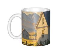 GJHKSSVB Tasse à café de 325 ml avec poignée, tasse à thé fantaisie House on the Prairie en céramique pour homme femme travail de bureau