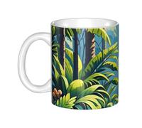 GJHKSSVB Tasse à café de 325 ml avec poignée, tasse à thé fantaisie peinture de la jungle tropicale (2) tasse à café en céramique pour homme femme travail de bureau
