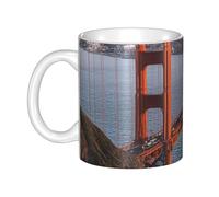 GJHKSSVB Tasse à café de 325 ml avec poignée, tasse à thé fantaisie San Francisco Golden Gate Bridge en céramique pour homme femme travail de bureau