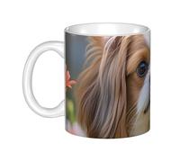 GJHKSSVB Tasse à café de 325 ml avec poignée, tasse à thé fantaisie Shih Tzu chien et fleurs Tasse à café en céramique pour homme femme travail de bureau