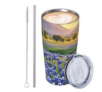 GJHKSSVB Texas Bluebonnets - Gobelet isotherme en acier inoxydable de 591 ml - Tasse à café de voyage étanche avec couvercle et paille - Tasse à café de voyage - Cadeau idéal pour homme et femme