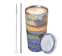 GJHKSSVB Texas Bluebonnets - Gobelet isotherme en acier inoxydable de 591 ml - Tasse à café de voyage étanche avec couvercle et paille - Tasse à café de voyage - Cadeau idéal pour homme et femme