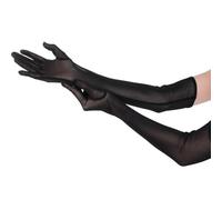Gjinxi Gants longs transparents pour femmes en tulle noir d'opéra, gants formels extensibles en tulle accessoires années 1920 costume de Noël fête de thé gant de danse pour flapper bal de fin