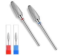 Gjinxi Lot de 2 forets à ongles 3/32" en acier au tungstène - Fraise à cuticule - Têtes de ponçage - Lime à ongles - Embouts pour enlever les ongles en gel acrylique - Manucure et pédicure