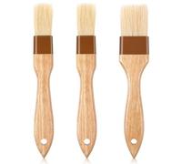 Gjinxi Lot de 3 pinceaux à pâtisserie en poils naturels de qualité alimentaire pour badigeonner et barbecue (3,8 cm et 2,5 cm)