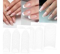 Gjinxi Lot de 36 feuilles d'autocollants pour ongles French Tip - En forme de lune - En forme de lune - Guide des pochoirs à ongles - Outils auxiliaires pour décoration DIY