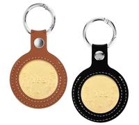 Gjinxi Porte-clés médaillon AA en cuir pour sobriété, défi standard, quartier, jetons de récupération, pièces porte-bonheur et jetons (marron, noir)
