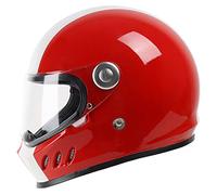 GJJGMGD Casque Intégral Rétro Couples Moto Montagne Adulte ATV Dot et ECE Homologué Casque Moteur pour Hommes et Femmes - Cyclomoteur Street Racing Motocross Casque avec Visière - Blanc