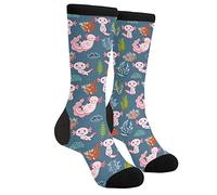 GJLNTRF Chaussettes fantaisie amusantes décontractées athlétiques folles mignonnes chaussettes pour homme et femme, Axolotl, taille unique