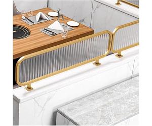 GJMSSMY Cloisons de comptoir pour espaces Repas, Panneaux de séparation décoratifs en Verre translucide à Rayures pour Restaurants (Or-b, 30 x 70 cm)