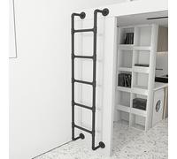 GJMSSMY Échelle Murale Vintage réglable pour fenêtres 30-92 Pouces Escaliers intérieurs Droits 42 Pouces Accessoire de lit Mezzanine Noir avec Coussin Parfait pour la décoration intérieure