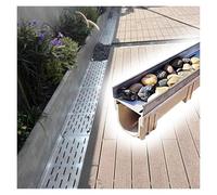GJMSSMY Kit de caniveau français de 15 cm de Large pour Cour, Tuyau de caniveau en résine, système de Drainage extérieur avec Grille/Plaque métallique, gouttière de dérivation en béton (15 x 25 cm (