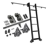 GJMSSMY Kit de quincaillerie pour échelle coulissante - Système de Rail de bibliothèque de 1 m à 7,3 m pour Mezzanine intérieure - Ensemble de roulettes Non télescopique de 400 cm (échelle