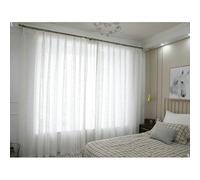 GJMSSMY Rideaux Blancs Transparents, 2 Panneaux de 160 cm de Long, brodés et ornés de Perles, pour préserver l'intimité de Votre Salon, Design uni élégant, 132 x 160 cm, Polyester léger