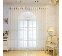 GJMSSMY Rideaux voilages 108 po, 2 Panneaux, Blanc uni, à Motifs Floraux brodés de Perles, œillets, décoration élégante pour Patio, Polyester léger, 137 x 274 cm