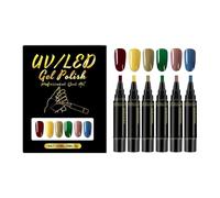 GjnjfdF Marqueurs de Vernis à Ongles,Marqueurs de Dessin 6 Couleurs à Pointe Fine | Stylos Vernis à Ongles Séchage Rapide - pour Manucure DIY Femmes Hommes Jeunes Débutants Mère Salon et Maison