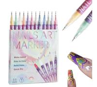 GjnjfdF Stylo de dessin à ongles, stylos à clous art ensemble,12 couleurs Kit d'art de peinture de manucure imperméable | Accueil Nail Beauty Salon Acrylique Marqueurs pour les fleurs de papillons de