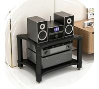 GJPXFR 1/2/3/4 Niveaux Meuble Chaine HiFi Rack Audio Support AV Media, Étagères De Rangement，Support De Composants Stéréo, Étagère De Console De Tourne-Disque(Black,2 Tier)