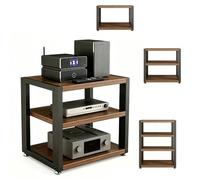 GJPXFR 2/3/4 Niveaux Meuble HiFi, Support pour Platine Vinyle Meuble Jeux Vidéo, Rack HiFi pour Stéréo Support Multimédia Armoire De Rangement pour Équipement Audio(3-Tier/45x35x42.5cm)