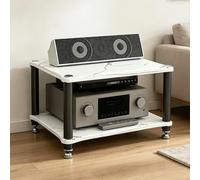 GJPXFR Meuble Chaine HiFi Armoire De Rack Audio, Support Multimédia À 2/3/4 Niveaux, Étagère Multimédia De Rangement pour Boîtiers DVD Câbles Consoles De Jeux(White,2-Tier (60x48x36cm))