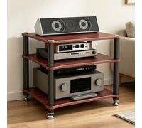 GJPXFR Meuble Chaine HiFi Armoire De Rack Audio, Support Multimédia À 2/3/4 Niveaux, Étagère Multimédia De Rangement pour Boîtiers DVD Câbles Consoles De Jeux(Teak,3-Tier (60x48x54cm))
