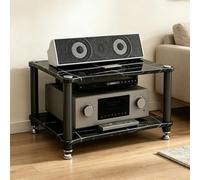 GJPXFR Meuble Chaine HiFi Armoire De Rack Audio, Support Multimédia À 2/3/4 Niveaux, Étagère Multimédia De Rangement pour Boîtiers DVD Câbles Consoles De Jeux(Black,2-Tier (60x48x36cm))
