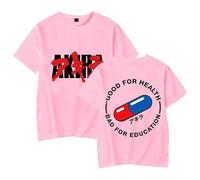 GJRJS Anime Akira Good for Health Bad for Education T-Shirt Amples Manches Courtes Graffiti,Rose,M