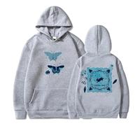 GJRJS Chappell Roan Butterfly Hoodie 2025 World Tour Hoodie Sweats à Capuche Merch,Mode Décontracté Sweats à Capuche Streetwear,Gris,S