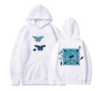GJRJS Chappell Roan Butterfly Hoodie 2025 World Tour Hoodie Sweats à Capuche Merch,Mode Décontracté Sweats à Capuche Streetwear,Blanc,S