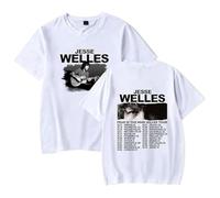 GJRJS Jesse Welles Fear is The Mind Killer Tour T-Shirt Amples Manches Courtes Graffiti,Blanc,4XL