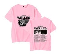 GJRJS Jesse Welles Fear is The Mind Killer Tour T-Shirt Amples Manches Courtes Graffiti,Rose,4XL