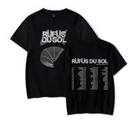 GJRJS Rufus du Sol Merch 2025 Tour T-Shirt Amples Manches Courtes Graffiti,Noir,L