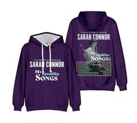GJRJS Sarah Connor My Favorite Song 2025 Hoodie Sweats à Capuche Merch,Mode Décontracté Sweats à Capuche Streetwear,Violet,L