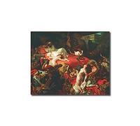 GJRYHXT Eugène Delacroix Mur Art Tableaux: La mort de Sardanapale. Reproduction d’œuvres célèbres sur toile. Décor Tableau pour salon 60x78cm seulement toile