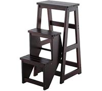 GJSN Escaliers et tabourets double usage pour la maison et l'extérieur, échelle pliante multifonction tabouret ascendant, 2/3 marches couleur noyer noir, 77 cm