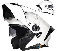 GJUANN Casque de Moto avec Casque modulable, Double visière, Casque intégral certifié ECE avec Microphone pour interphone à réaction Automatique D, S/(55~56cm)