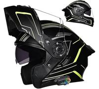 GJUANN Casque de Moto avec Casque modulable, Double visière, Casque intégral certifié ECE avec Microphone pour interphone à réaction Automatique D, S/(55~56cm)