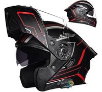 GJUANN Casque de Moto avec Casque modulable, Double visière, Casque intégral certifié ECE avec Microphone pour interphone à réaction Automatique D, S/(55~56cm)
