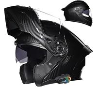 GJUANN Casque de Moto avec Casque modulable, Double visière, Casque intégral certifié ECE avec Microphone pour interphone à réaction Automatique D, S/(55~56cm)
