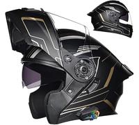 GJUANN Casque de Moto avec Casque modulable, Double visière, Casque intégral certifié ECE avec Microphone pour interphone à réaction Automatique D, S/(55~56cm)