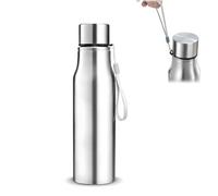 GJV Bouteille d'eau portable en acier inoxydable à paroi unique - Grande bouteille d'eau de camping avec poignée - Large ouverture - Anti-fuite - Légère - Pour sports de plein air - 700 ml