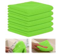 GJV Lot de 5 chiffons de nettoyage en microfibre super doux, super absorbants et non pelucheux réutilisables, 30 x 30 cm (vert clair)