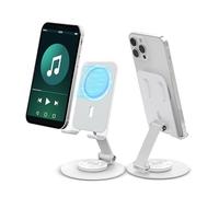 GJV Support magnétique pour téléphone portable MagSafe en aluminium pliable et réglable, compatible avec iPhone 16, 15, 14, 13, 12 Pro Max et étui Magsafe (blanc)