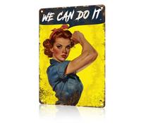 GJXFTPTTBD Plaque rétro en étain « We Can Do It » - Décoration murale amusante et rustique - Pour bars, pubs, magasins, maison, bureau, cadeau - 30,5 x 20,3 cm