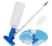 GJXJY Aspirateur Piscine Manuel Manche - Outillage Aspirateur Piscine avec 4 Sacs en Filet - Poignée Extensible en Acier Inoxydable -Aspirateur de Piscine Skimmer pour Piscines Hors Sol et Étangs