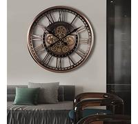 GJXJY Horloge Murale Vintage Rétro a Pile Industrielle en Métal Style avec Engrenage Ø 53.5cm Silencieuse Horloge Murale 3D Traditionnel pour Cuisine, Salon, Bureau (Color:Cuivre Rouge)